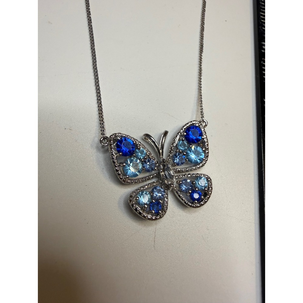 Simply Vera Vera Wang Sterling Silver Blue Crystal Butterfly Necklace 925 GTR